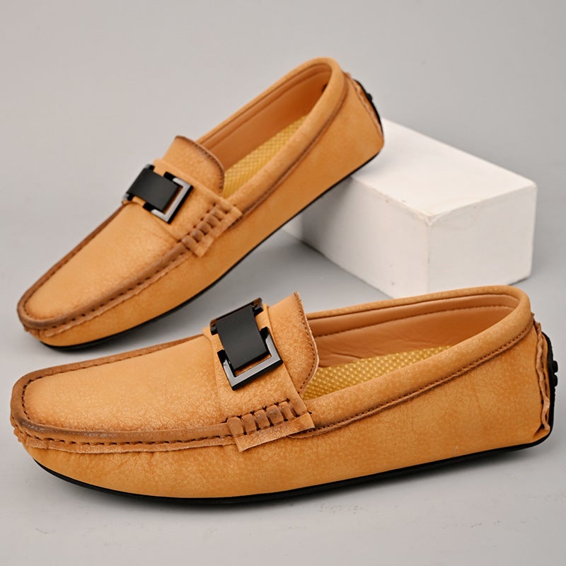 Best-Selling Large Size Men'S Beanie Shoes British Business Casual Leather Shoes Slip-On Slip-On Shoes For Men - Image 1